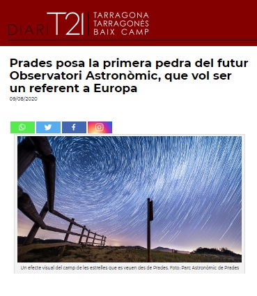 Prades posa la primera pedra del futur Observatori Astronòmic, que vol ser un referent a Europa